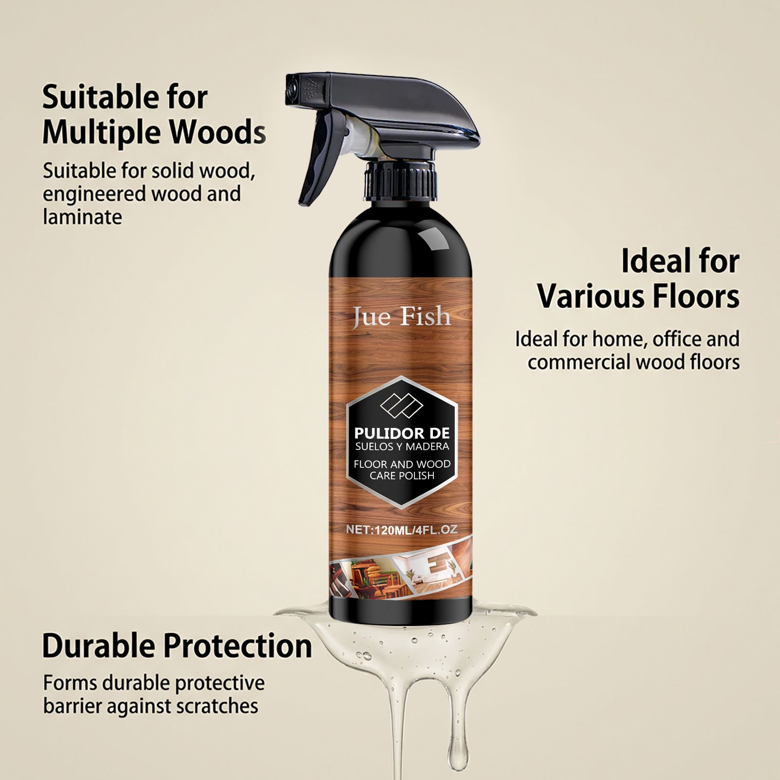 Wood Floor Care Spray Polyethylene Wax For Cleaning And Natural Shine Daily Maintenance