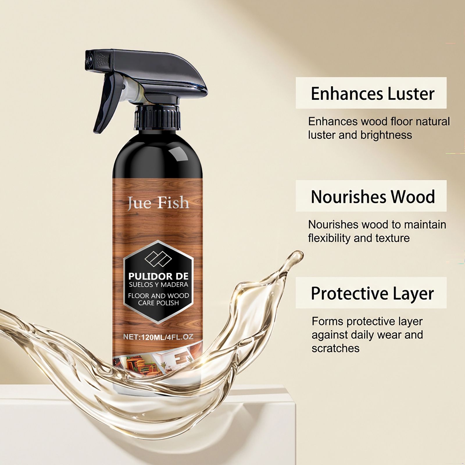 Wood Floor Care Spray Polyethylene Wax For Cleaning And Natural Shine Daily Maintenance