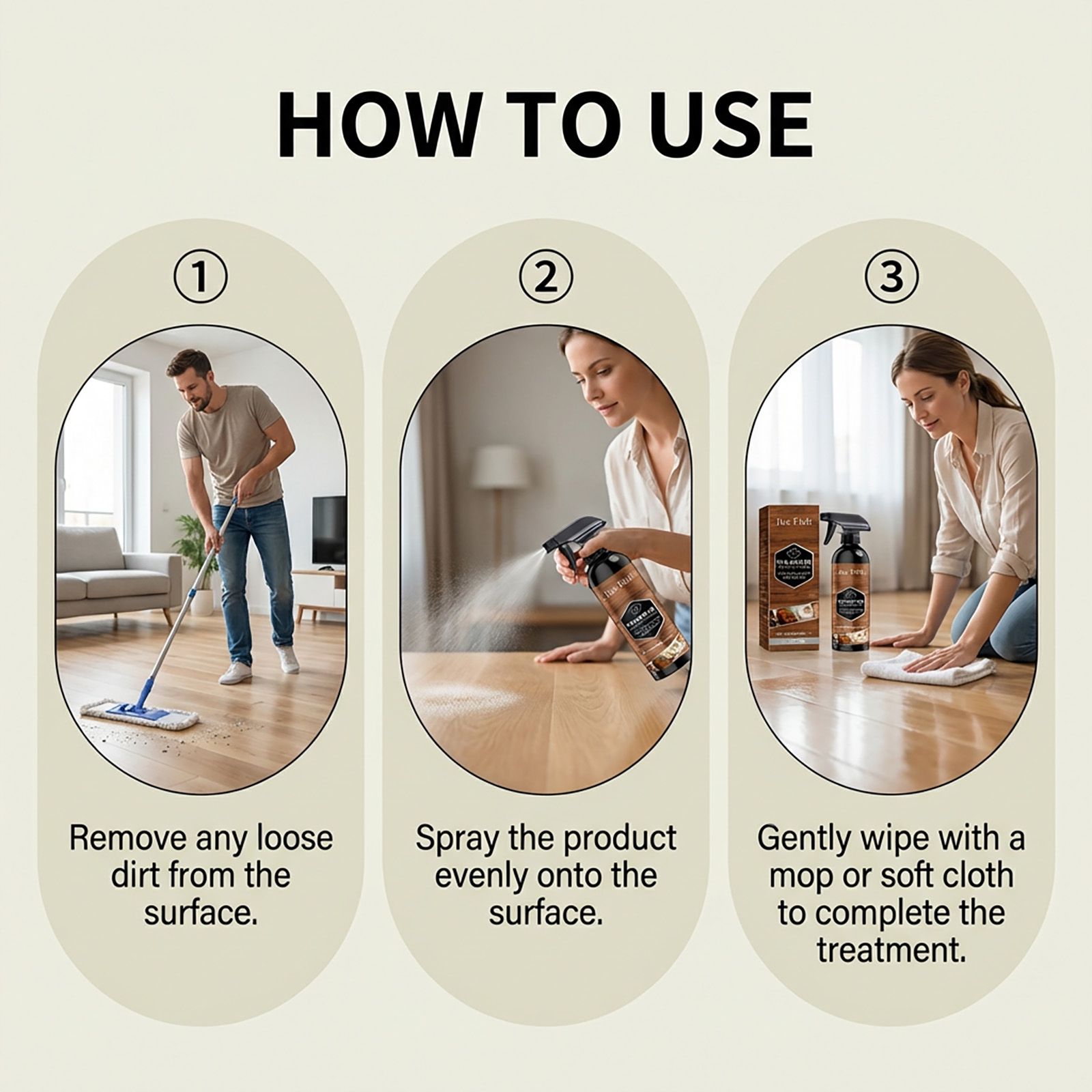 Wood Floor Care Spray Polyethylene Wax For Cleaning And Natural Shine Daily Maintenance