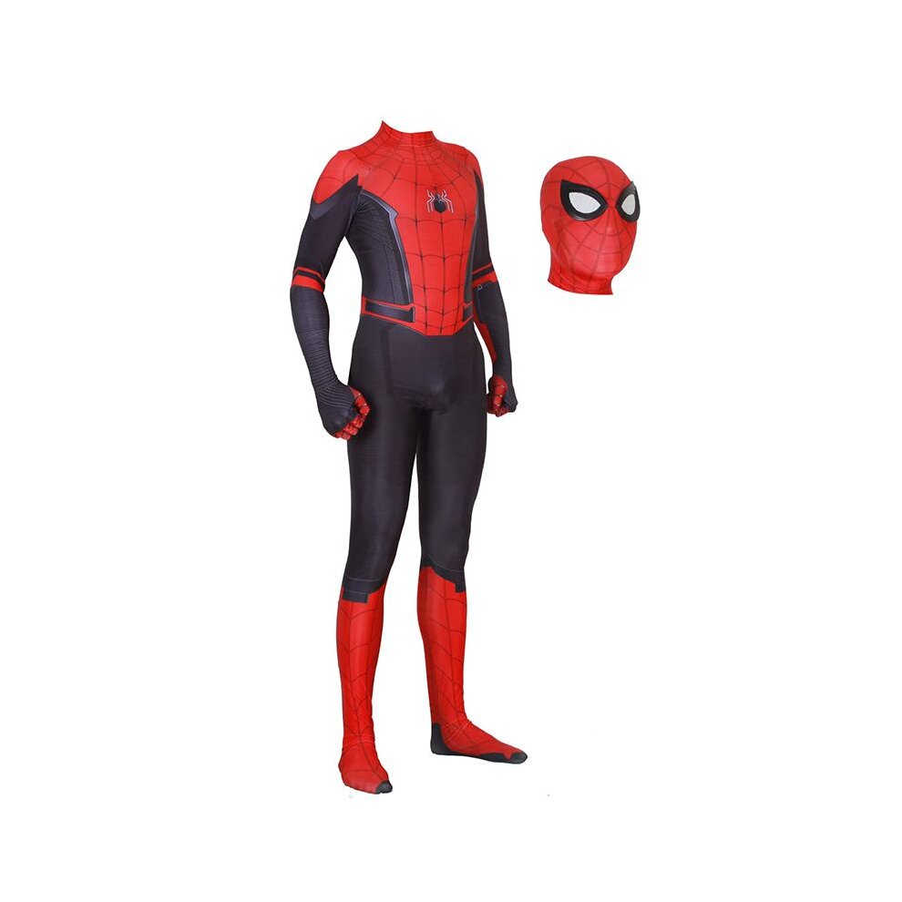 (Jumpsuit+HeadCover, M(Suggest Height 120-140 cm)) Peter Parker Adult Kids Spider Man Fa