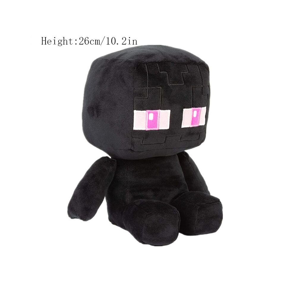 (Black, 26cm/10.2in) Minecraft Plush Toy Creeper Enderman Pixel Doll