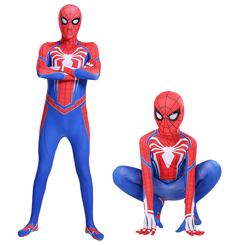 (100 (90~100cm)) Spiderman Costume Superhero Unisex Adults Kids Lycra 3D Spandex Printing Jumpsuit Bodysuit Outfit Movie Costume Fancy Dress Props for Halloween Carnival Cosplay Party