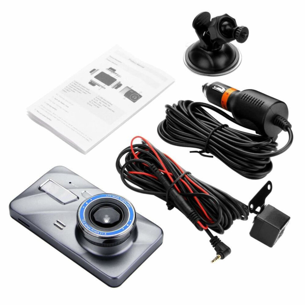 (IPS Touch Screen) 4-in Driving Recorder Dual Camera Reversing Image