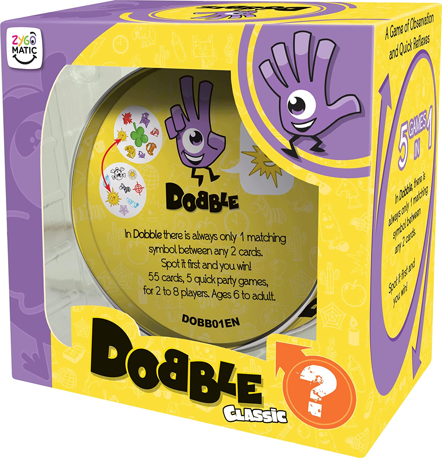 Dobble Card Game Travel Party Family Card Game 2-8 Players 15 Minutes Playing Time Assorted Toy Gift for the Whole Family Kids Ages 6 and Up