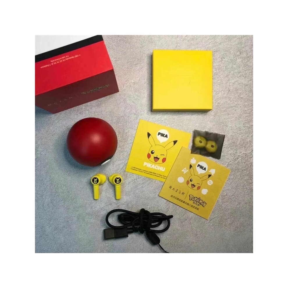 Pokémon Pikachu TWS Headphones In Ear Headset True Wireless Earphones Wireless Charging Bluetooth Gaming Earpods Perfect for Kids Boys Girls Travel Birthday Xmas Gifts Yellow