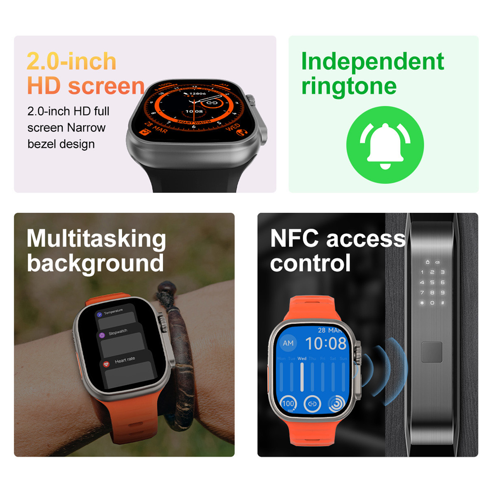 (Orange) Smartwatch Men Wowen Ip68 Sport Watches Temperature Measure 2022 Series 8
