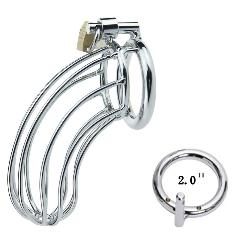 (S) Male Stainless Steel Cock Cage Lockable Bondage Adult Sex Toys for SM Sex Game Men Penis Cock Ring Sleeve Lock Male Chastity Device