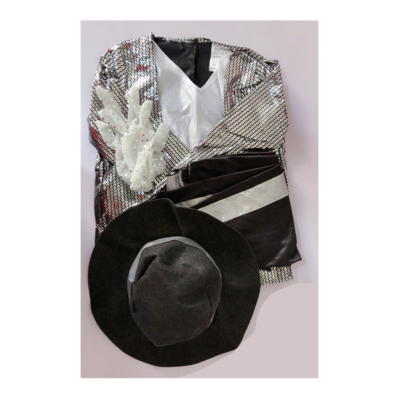 (S:95~110cm) Michael Jackson Children Fancy Dress Costume Halloween Cosplay