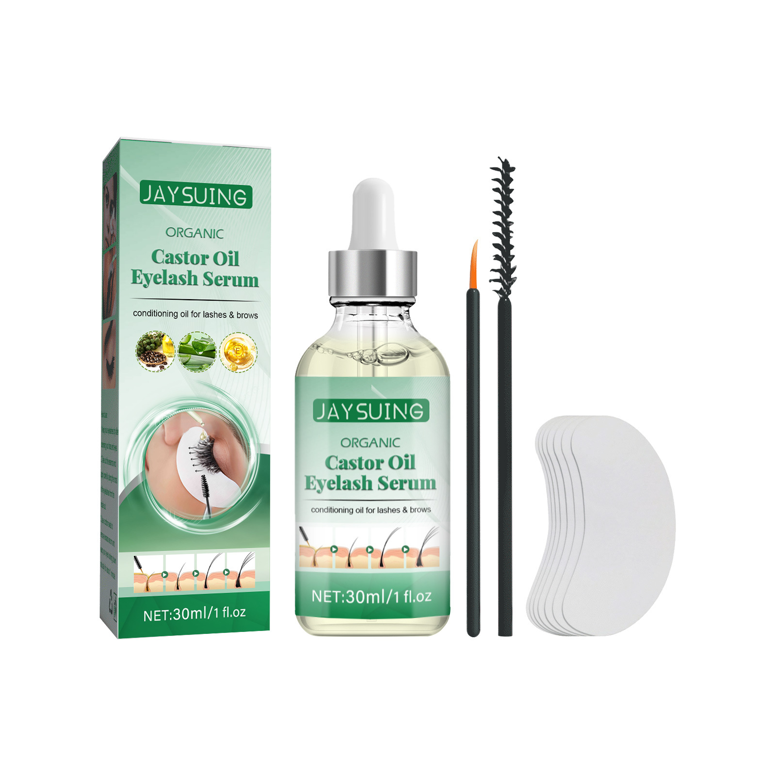 Eyelash Serum Natural Castor Oil Eyelashes Growth Essential Oil Thick Longer Nourishing Enhancer Eyelash Liquid 30ml.