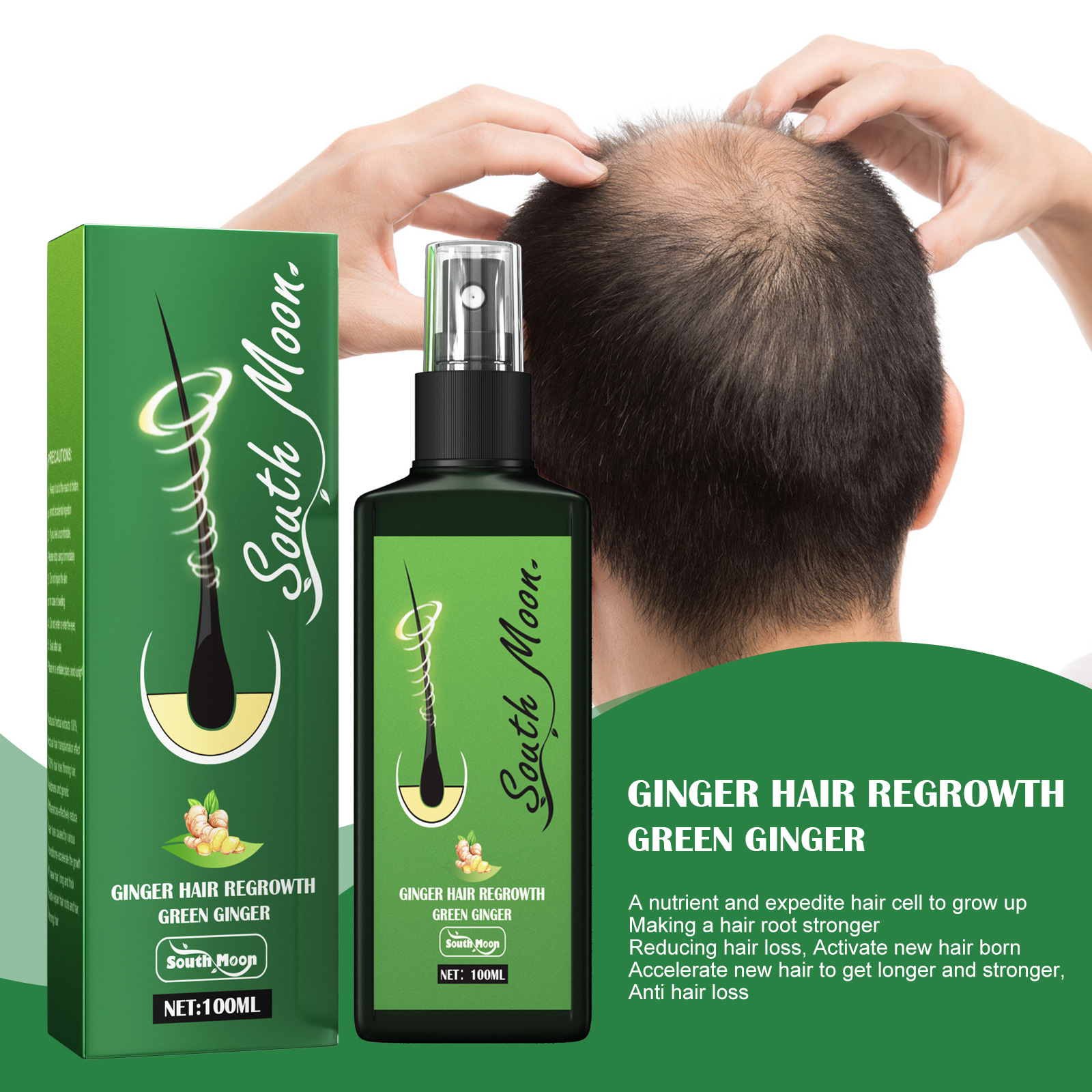 Hair Lotion Serum Essence Nourishing Ginger Spray Liquid Organic Growth Hair Growth Hydrating Anti Hair Loss Treatment for Men Women