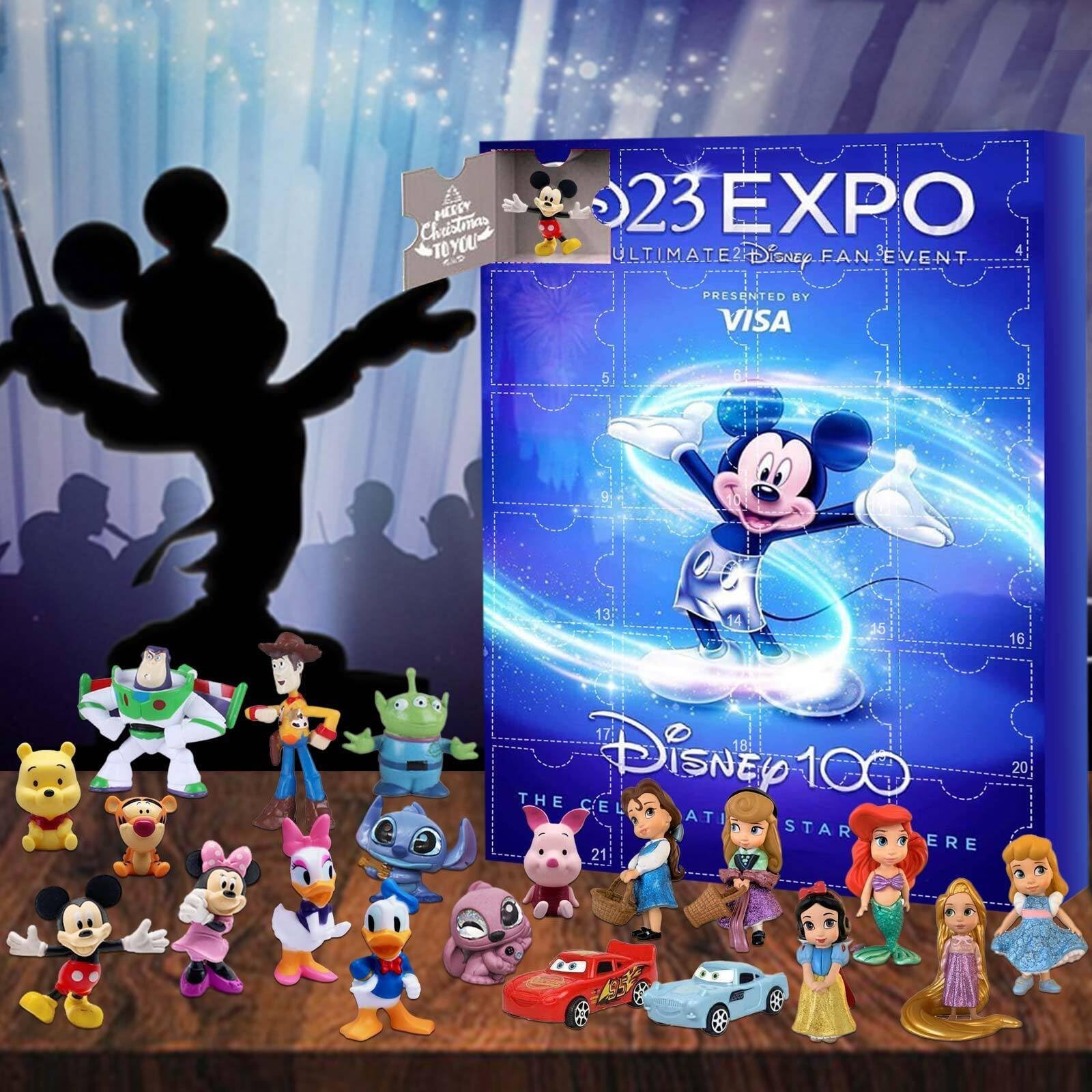 Christmas Advent Calendar Disney Cartoon Characters Mickey Anime Figure Advent Surprise Toys for Children 2024 Xmas Gift