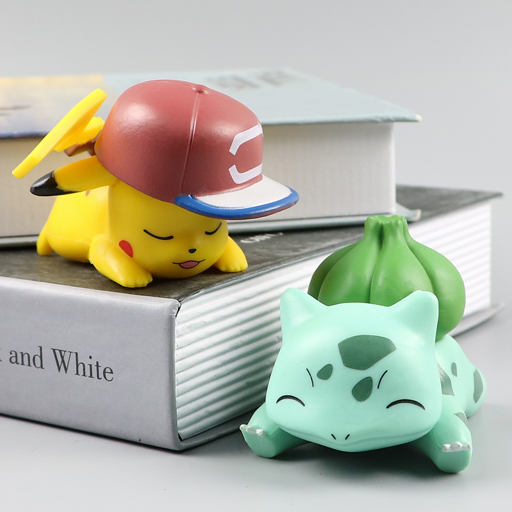 Pokemon Mini Figure Bulbasaur Pikachu Eevee Jirachi Komala Snorlax Sleeping Starry Dream Kawaii Series Doll Cartoon Kids Toys Gifts Desktop Ornaments