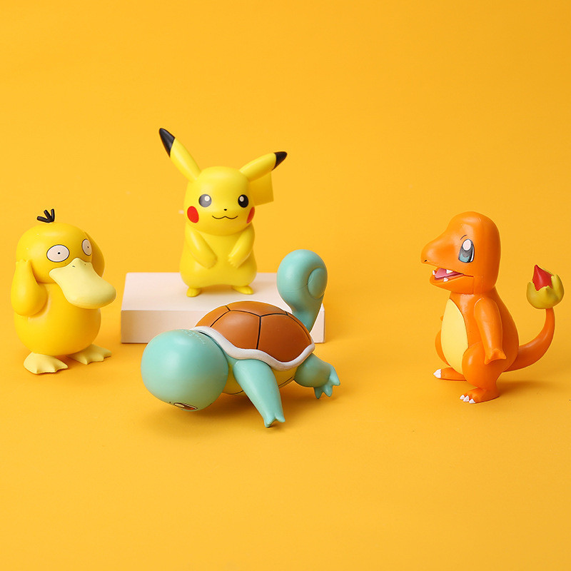 (Pikachu) Pokemon Toys Pikachu Charmander Psyduck Squirtle Jigglypuff Bulbasaur Anime Figures Pikachu Kawaii Model Ornaments Decoration Collection Kids Gift