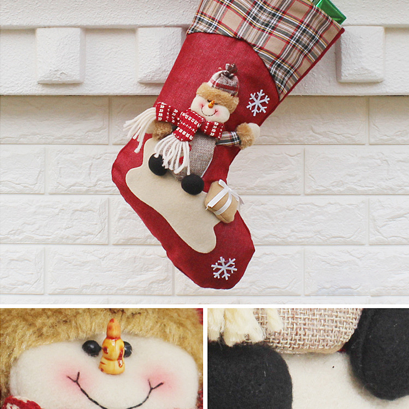 (Santa Claus) Christmas Stockings Xmas Tree Decoration Ornaments Pendant Large Boots Children New Year Candy Bag Santa Claus Gift Socks
