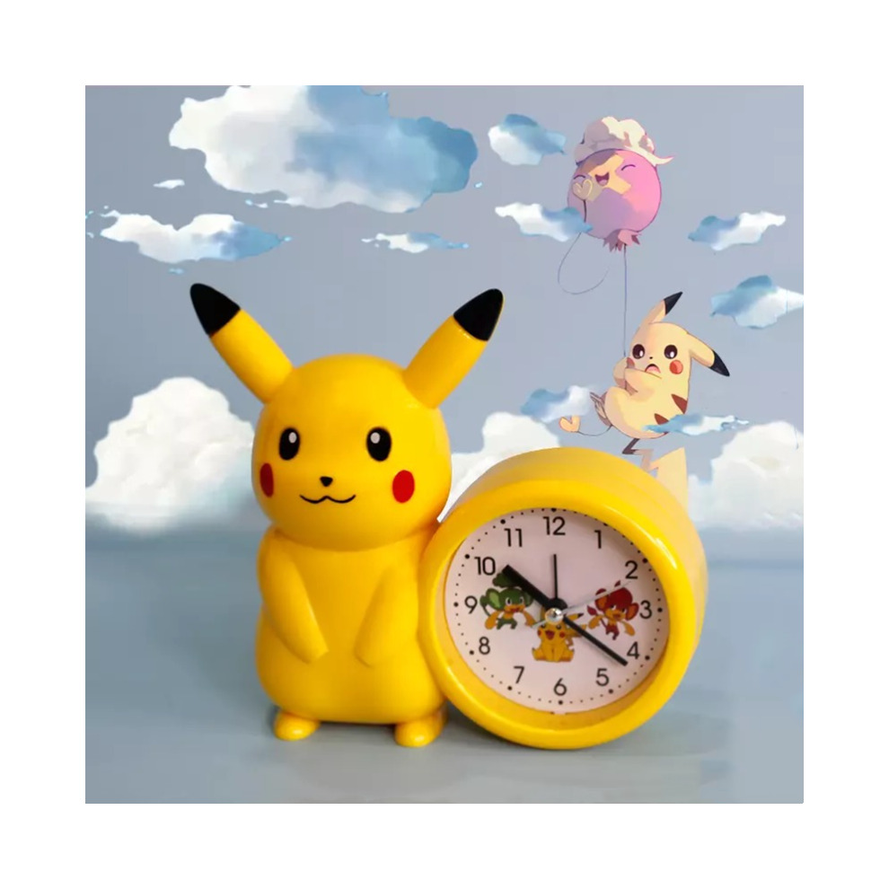Pokemon Pikachu Figure Anime Cartoon Toys Alarm Clock Kawaii Model Birthday Gifts for Student Kids