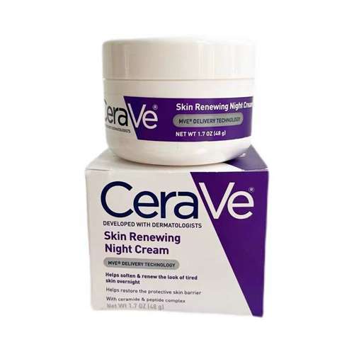 CeraVe Skin Renewing Night Cream | Niacinamide, Peptide Complex, and Hyaluronic Acid Moisturizer for Face | 1.7 Ounce