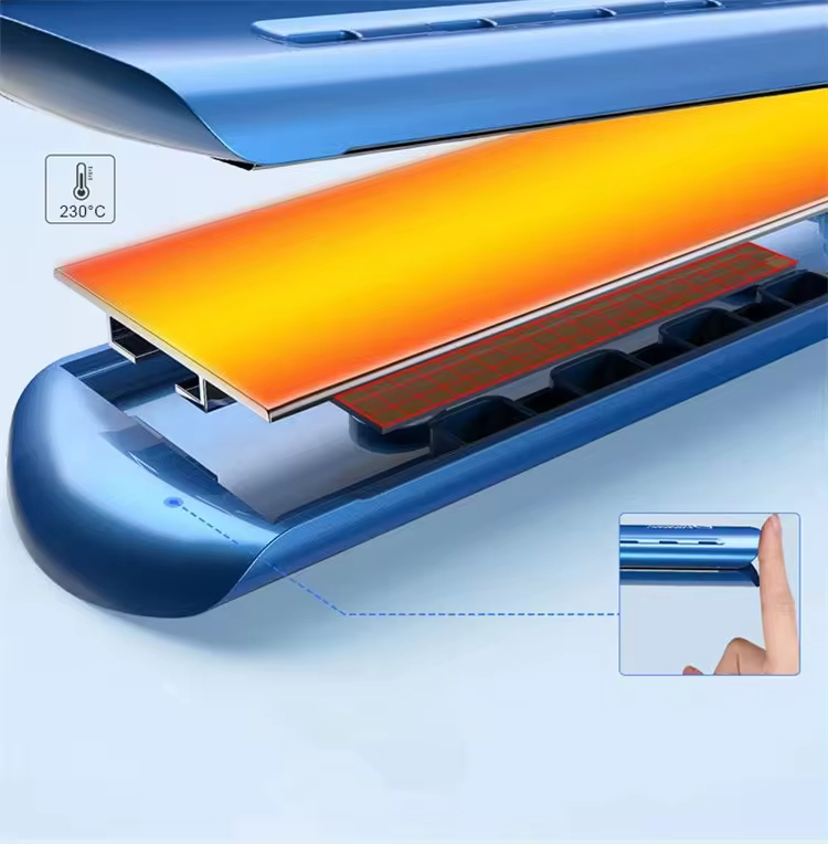 Nano Titanium Flat Iron Hair Straightener Flat Iron Electric Wide Plate Hair Straighteners for Professional Salon Results and All Hair Types Blue