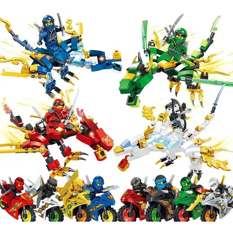 NINJAGO Dragon Ninja Mini Action Figures Motorcycle Building Blocks Toys Anime Movie Character Figures Toy for Boys Girls Fans Birthday Gift Fit Lego
