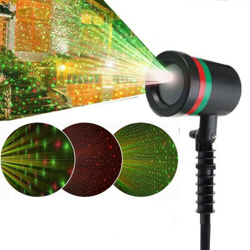 (UK Plug) Waterproof Red Green Laser LED Lawn Light Garden
