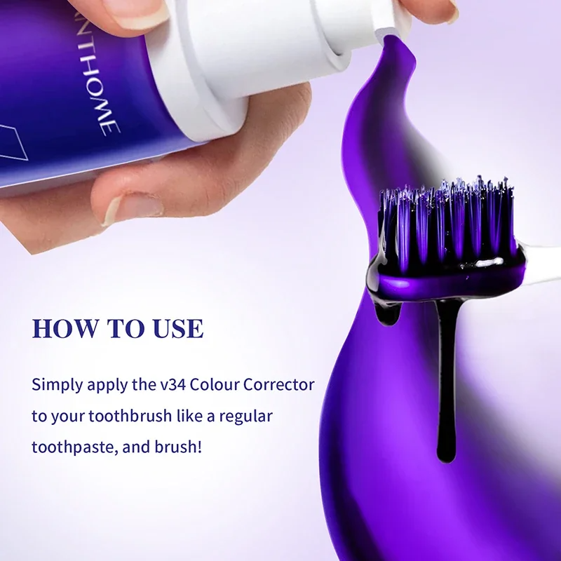 SMILEKIT V34 Purple Whitening Toothpaste Remove Smoke Stain Tartar Reduce Yellowing Care For Teeth Gums Fresh Breath Clean Oral Hygiene Teeth Care 30ml