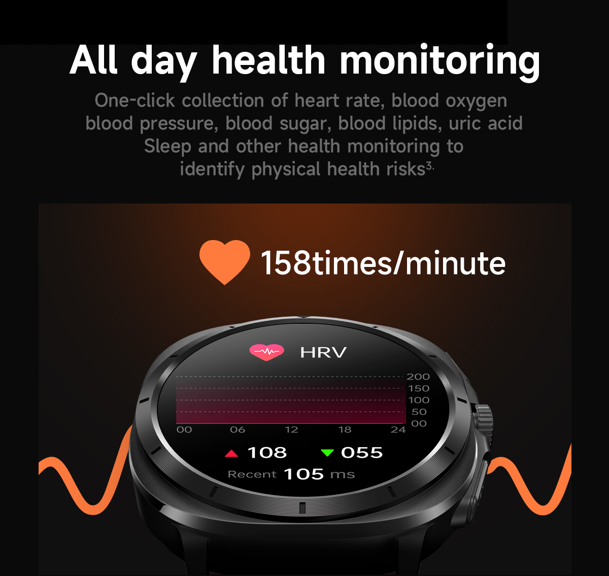 (Black Steel) Smart Watch ECG PPG Blood Sugar Health Monitoring Bluetooth Call Outdoor Sports Fitness Tracker Women Men Smartwatch for Samsung IOS