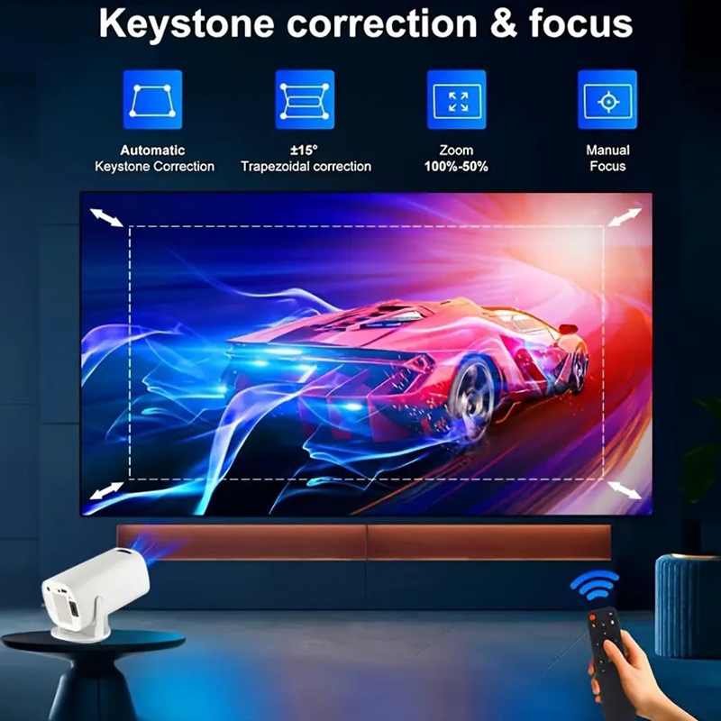 (White) Smart Projector Support 4K HD Wifi Projector Android WIFI BT 1080P Auto Keystone Home Cinema Beam Outdoor Portable Projectors