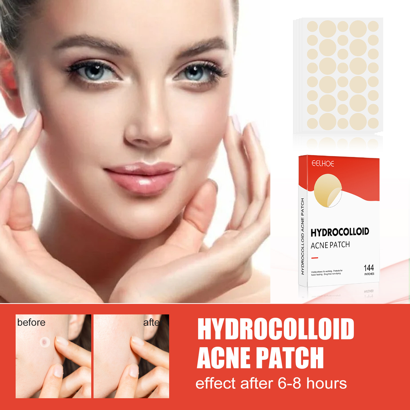 Hydrocolloid Acne Pimple Patch 144pcs Set Invisible Healing Absorbing Spot Sticker Covering Men Women Face Spot Scar Care Acnes Face Skin Care