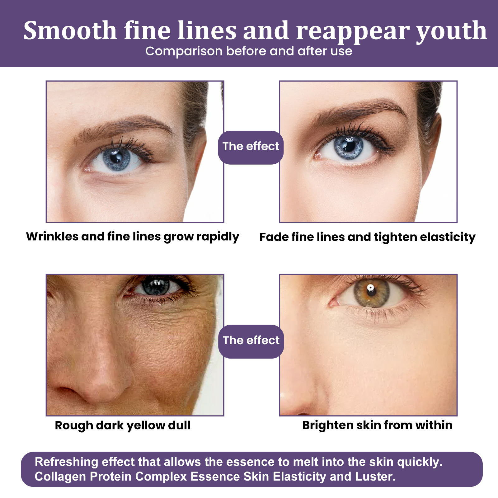 Collagen Remove Wrinkle Face Serum Lift Firming Anti Aging Fade Fine Lines Whitening Brightening Hydration Moisturizer Facial Skin Care Cosmetics