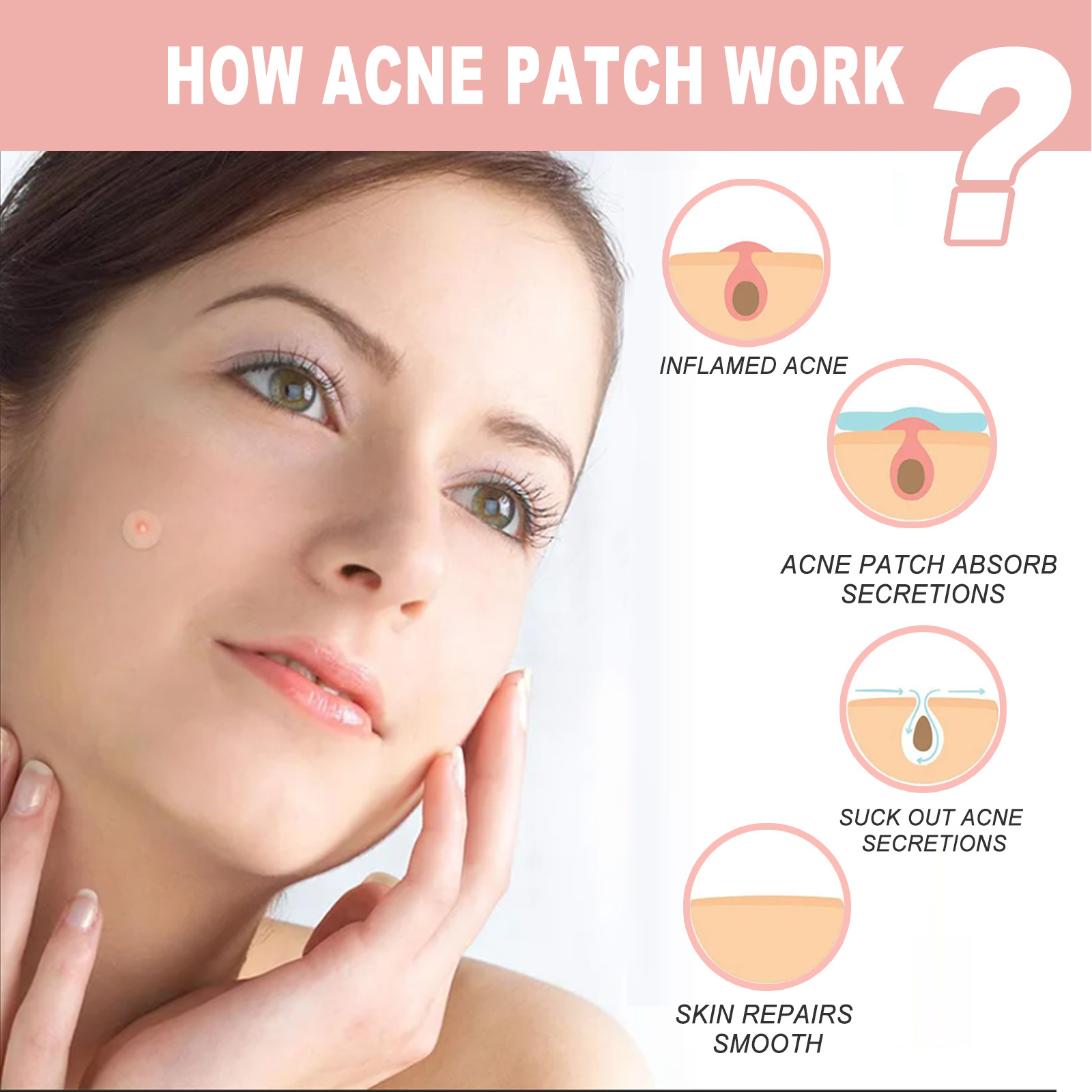 (1 PC) Face Patches For Pimples Microneedles Drying Patch Blemish Covering Repair Stickers Invisible Anti Acne Spots Marks Concealer Care Absorbing All Day