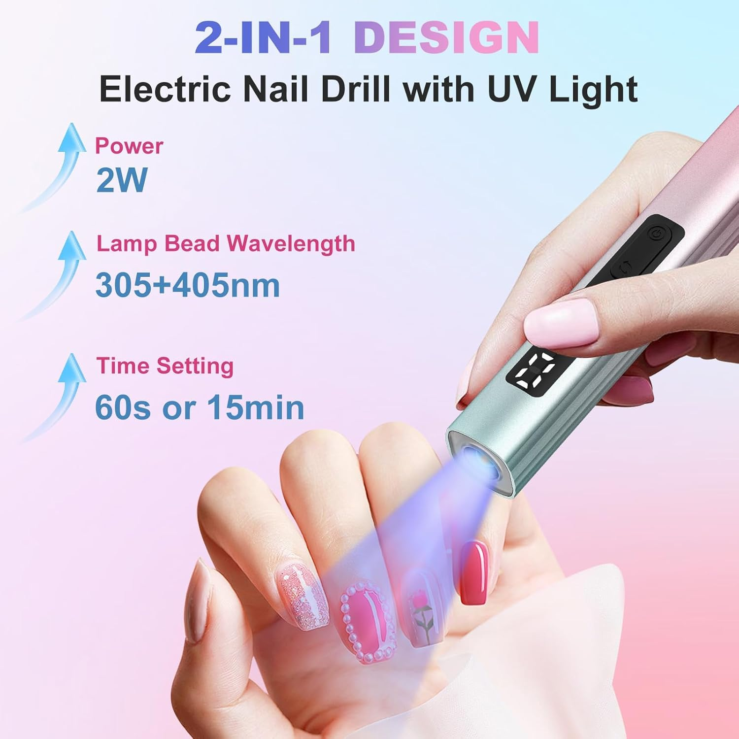 Electric Cordless Nail Drill Electric Nail Remover with UV Light Lamp