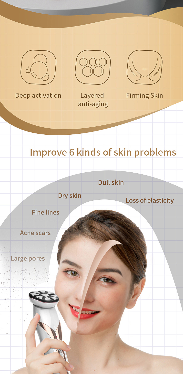 RF Beauty Instrument Facial Photon Skin Rejuvenation Radio Frequency Device Inductive Therapeutical Led Light Therapy Lifting Face Massager Beauty Tools
