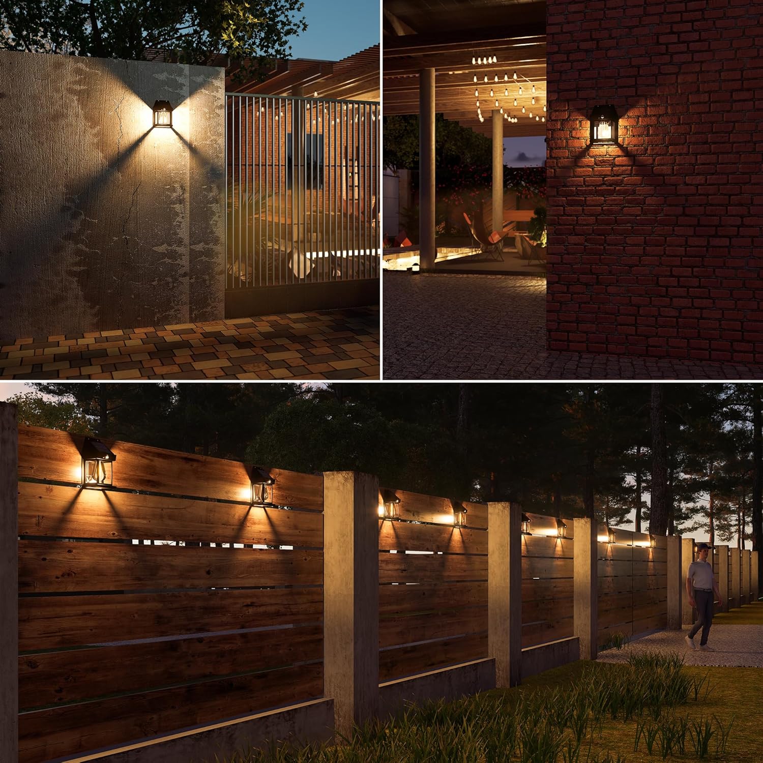 (2 PCS) Solar Lights Outdoor - Waterproof Solar Wall Lights with Motion Sensor 3 Lighting Mode for Gardens Courtyards and Porches