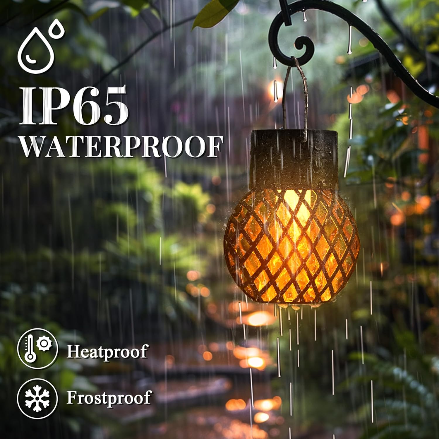 (8 pcs) Solar Lights Outdoor Garden Flickering Flame Solar Hanging Lights Waterproof for Garden Yard Fence