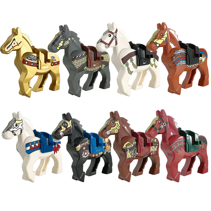 (Style J) Medieval Military Building Blocks Cavalry Regiment Knight Horse Animal Accessories Set Mini Bricks Buy Goods Boy Toy Gift