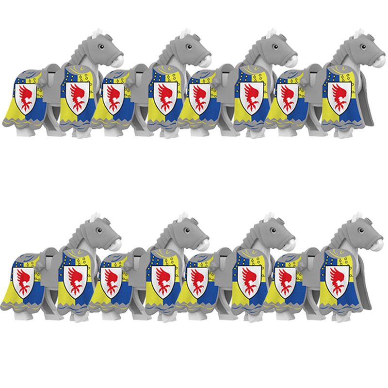 (Style J) Medieval Military Building Blocks Cavalry Regiment Knight Horse Animal Accessories Set Mini Bricks Buy Goods Boy Toy Gift