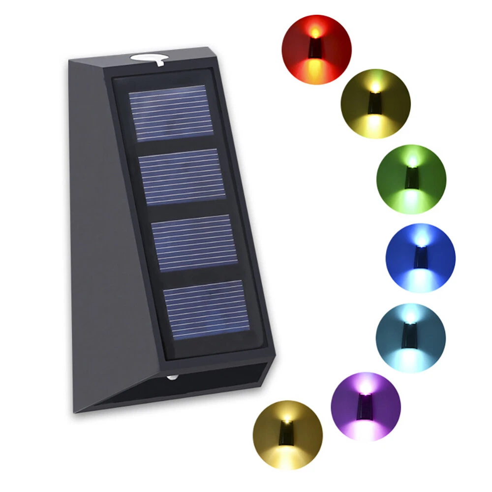 (2 colors)  LED Solar Wall Light Outdoor Fence Garden Sconce Waterproof Porch Lighting Lamp