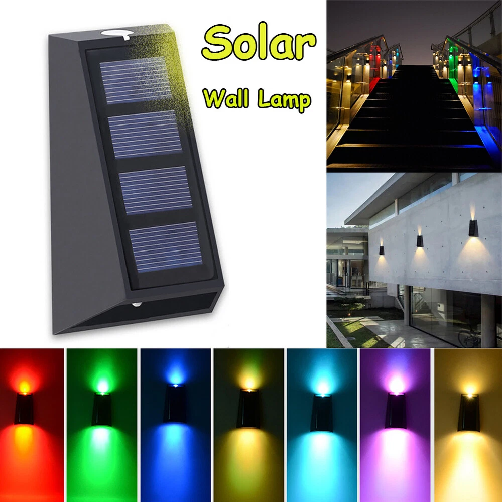 (2 colors)  LED Solar Wall Light Outdoor Fence Garden Sconce Waterproof Porch Lighting Lamp