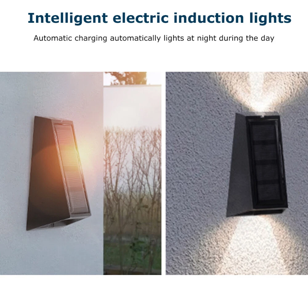 (2 colors)  LED Solar Wall Light Outdoor Fence Garden Sconce Waterproof Porch Lighting Lamp