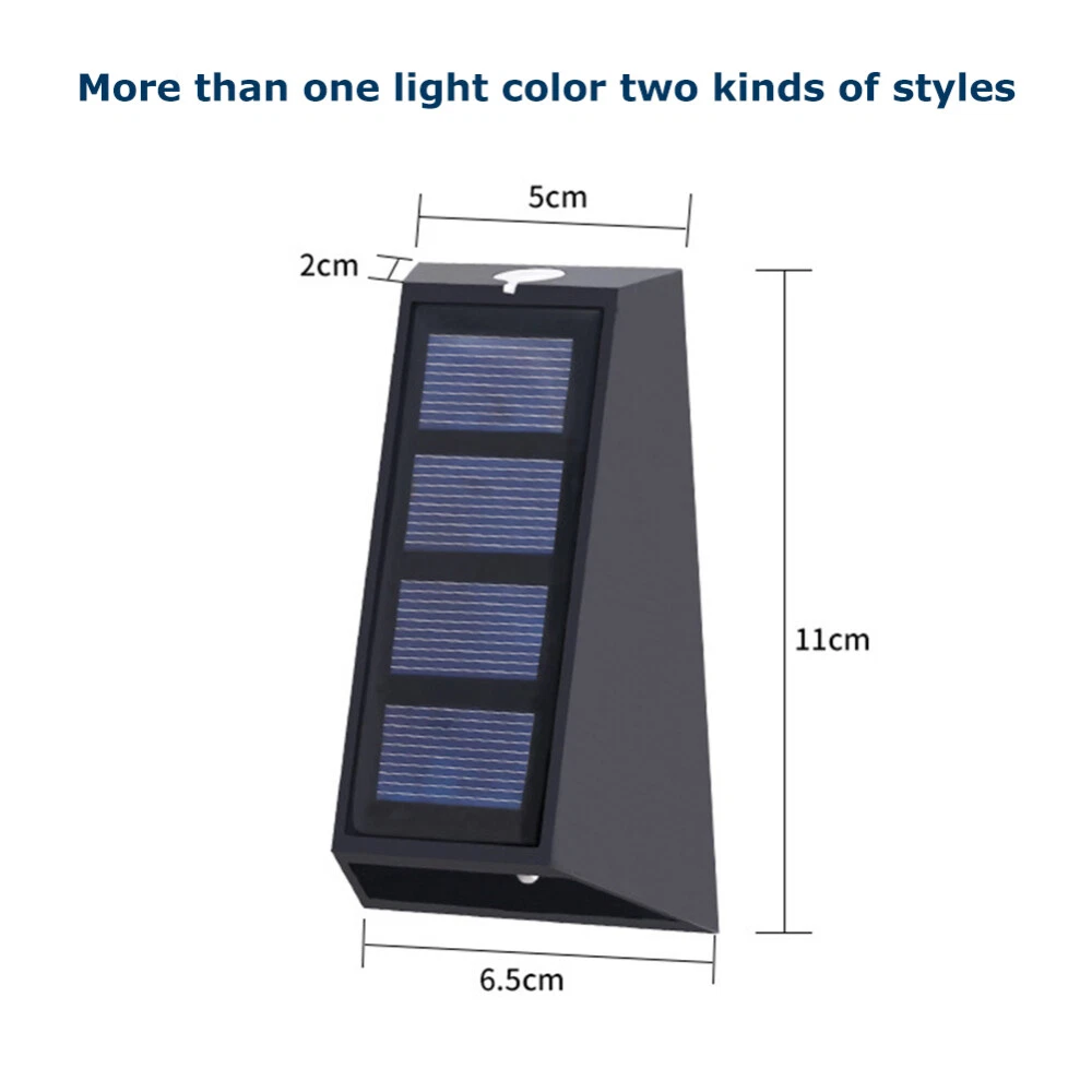 (2 colors)  LED Solar Wall Light Outdoor Fence Garden Sconce Waterproof Porch Lighting Lamp