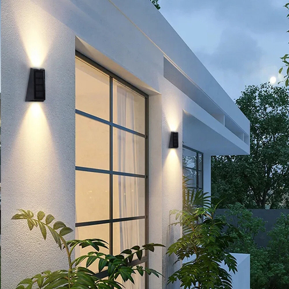 (2 colors)  LED Solar Wall Light Outdoor Fence Garden Sconce Waterproof Porch Lighting Lamp
