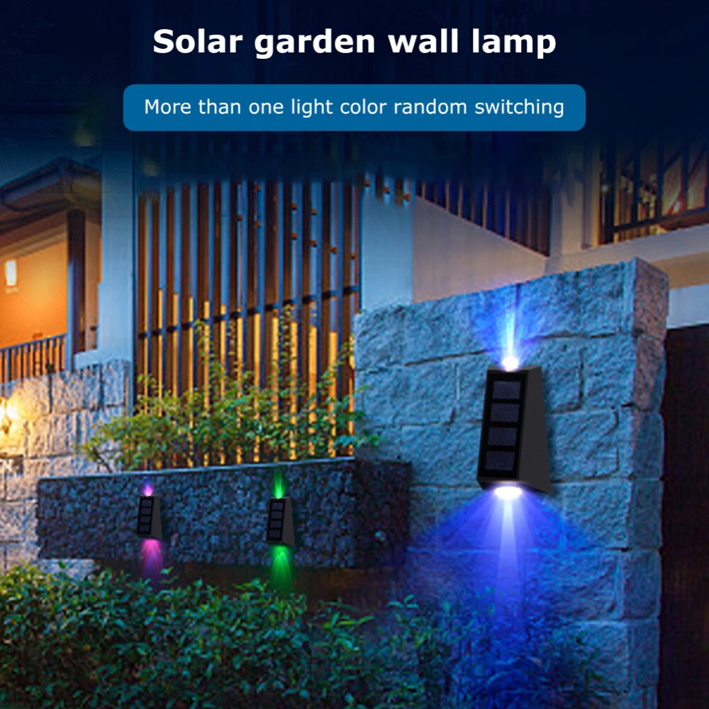 (2 colors)  LED Solar Wall Light Outdoor Fence Garden Sconce Waterproof Porch Lighting Lamp
