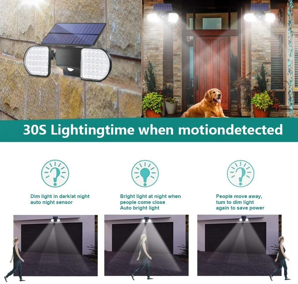 Solar Motion Lights Outdoor 56 LED Motion Sensor Security Solar Flood Lights