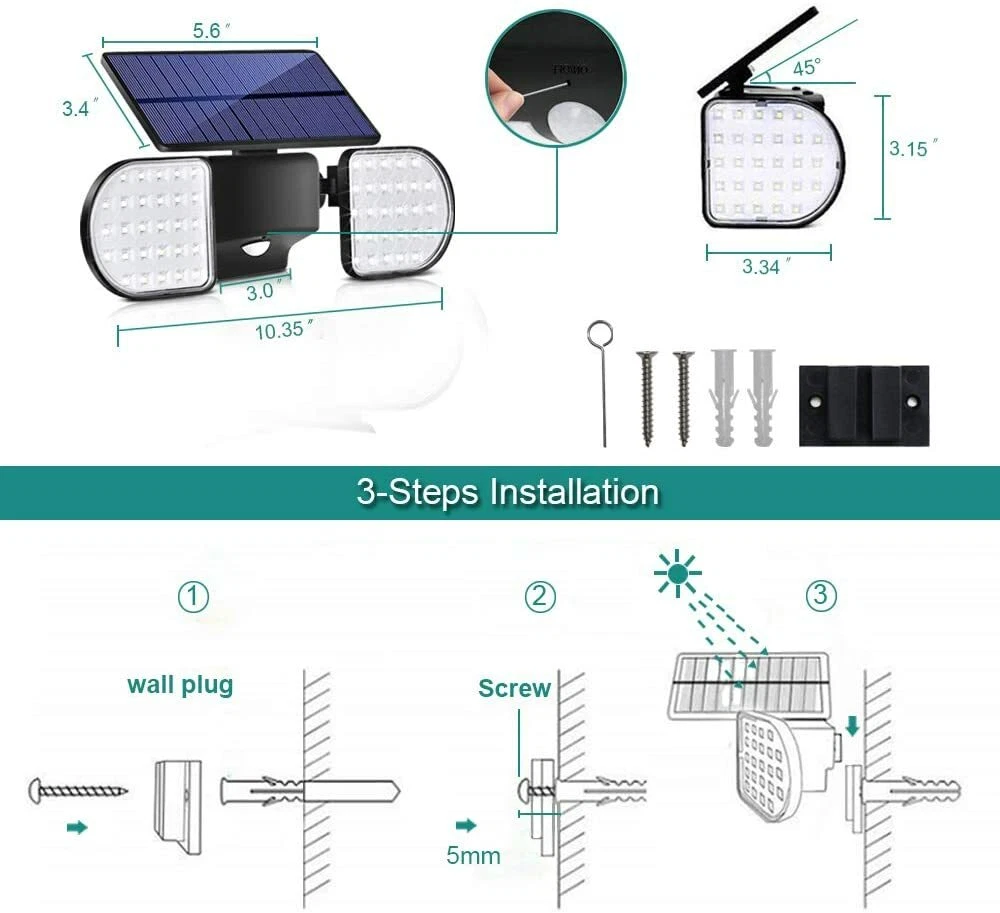 Solar Motion Lights Outdoor 56 LED Motion Sensor Security Solar Flood Lights