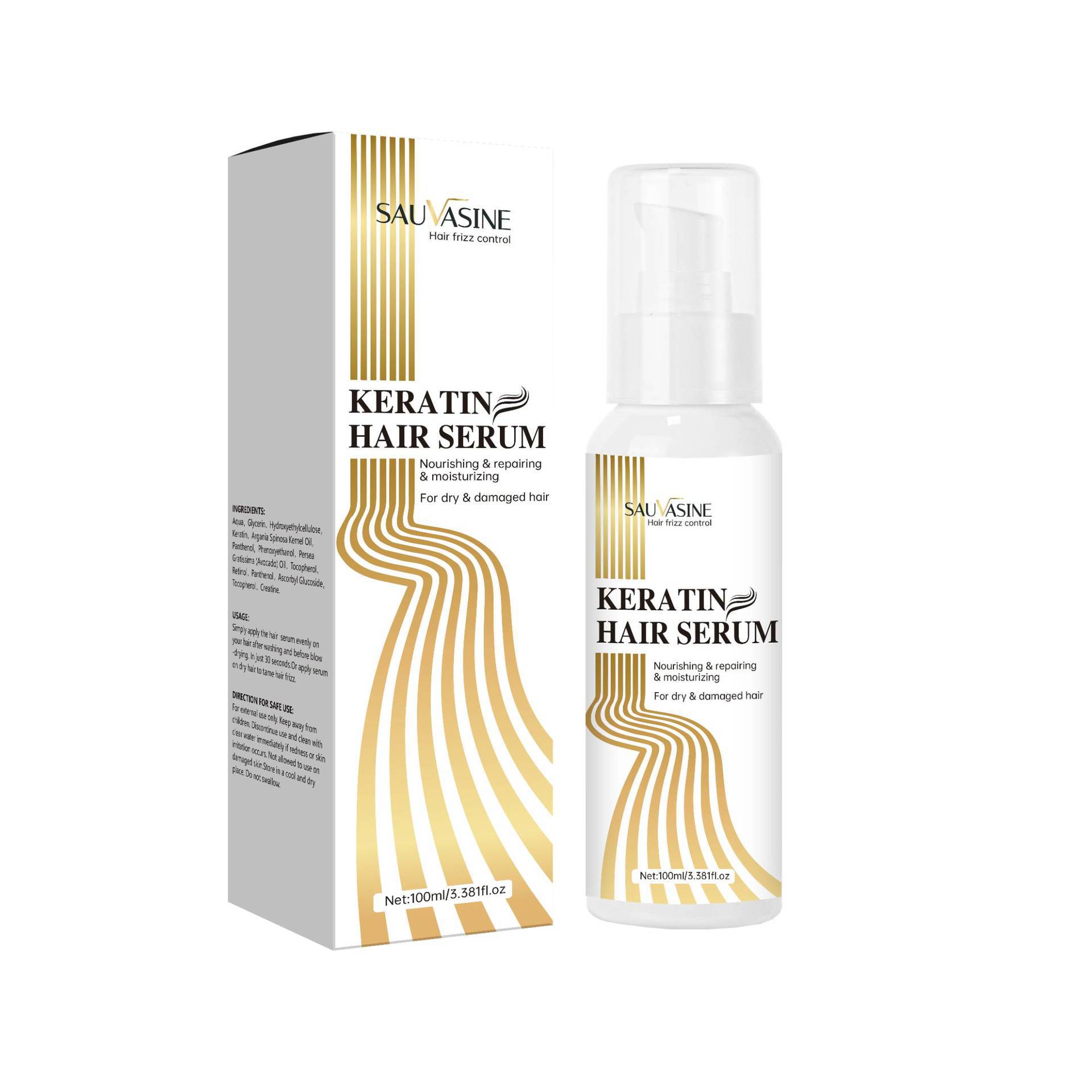 Keratin Hair Repair Essence Smoothing Frizz Control Strengthening For Dry Damaged Hair Daily Nourishing Treatment 100ml