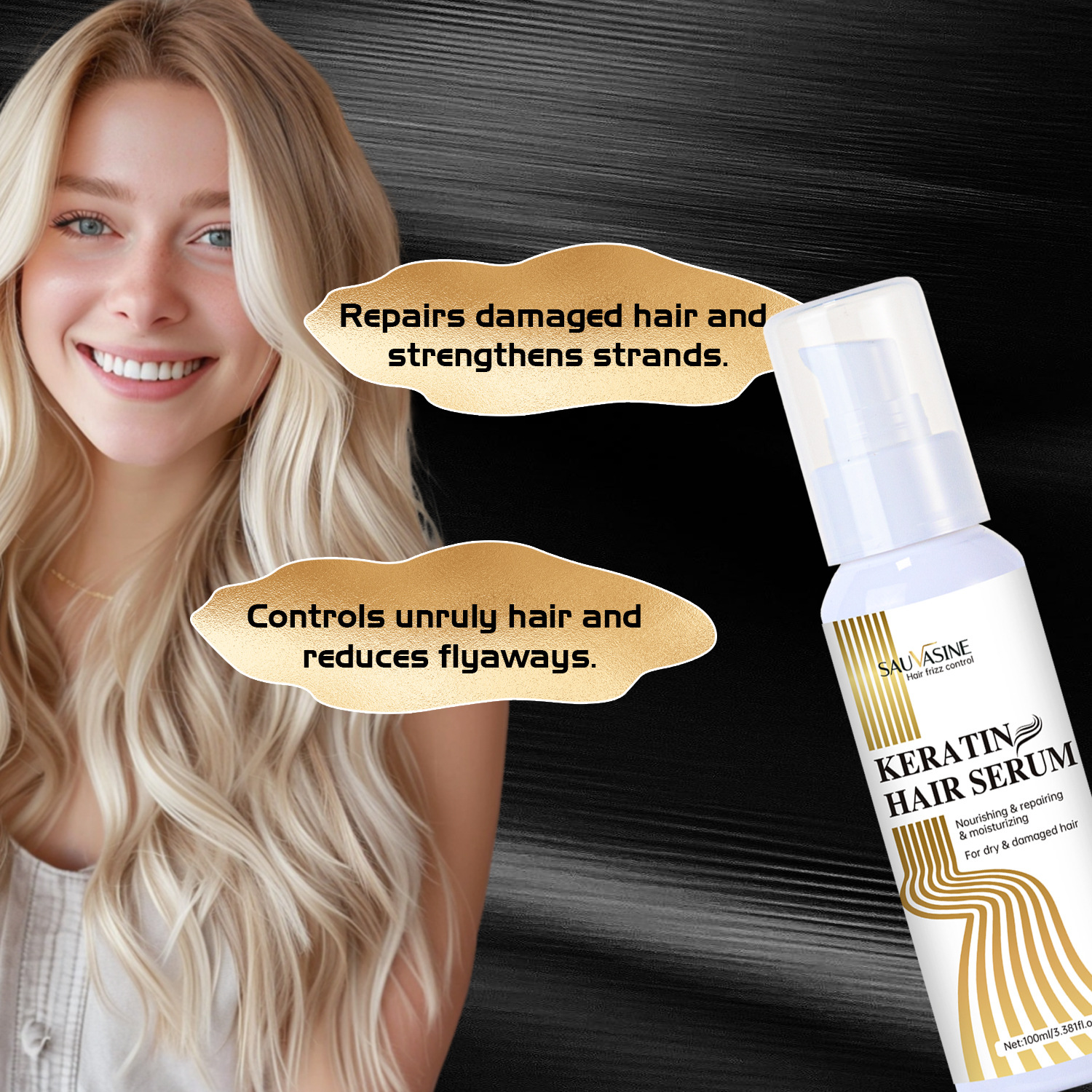Keratin Hair Repair Essence Smoothing Frizz Control Strengthening For Dry Damaged Hair Daily Nourishing Treatment 100ml