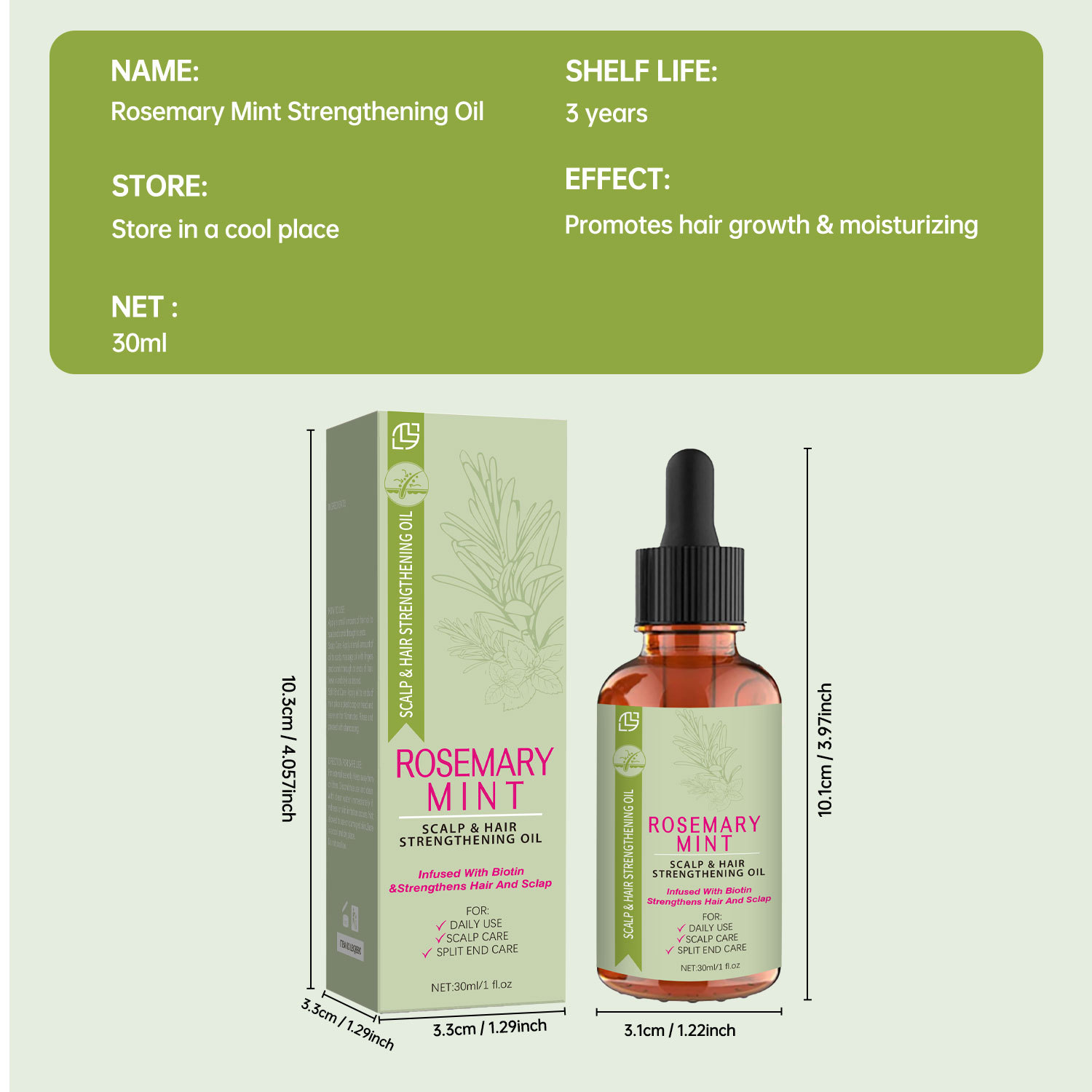 Rosemary Mint Essential Oil Hair Root Nourishing Split End Repair Daily Scalp And Strand Care 30ml