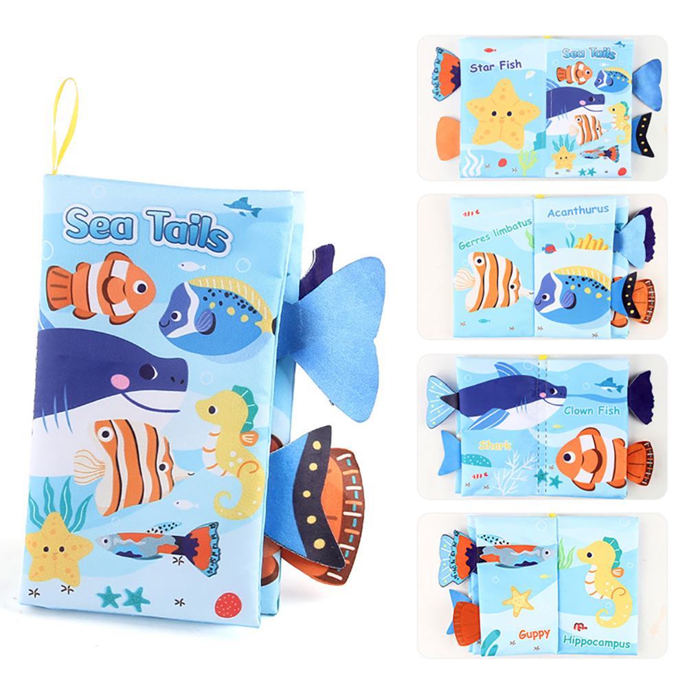 (bird 1194) New Baby Toys Cartoon Animals Tail Baby Cloth Book Educational Ringed Paper Cloth Book Toys Enlightenment Baby Toys 0-12 Months