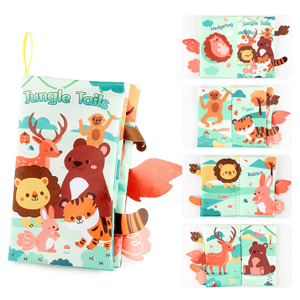 (bird 1194) New Baby Toys Cartoon Animals Tail Baby Cloth Book Educational Ringed Paper Cloth Book Toys Enlightenment Baby Toys 0-12 Months