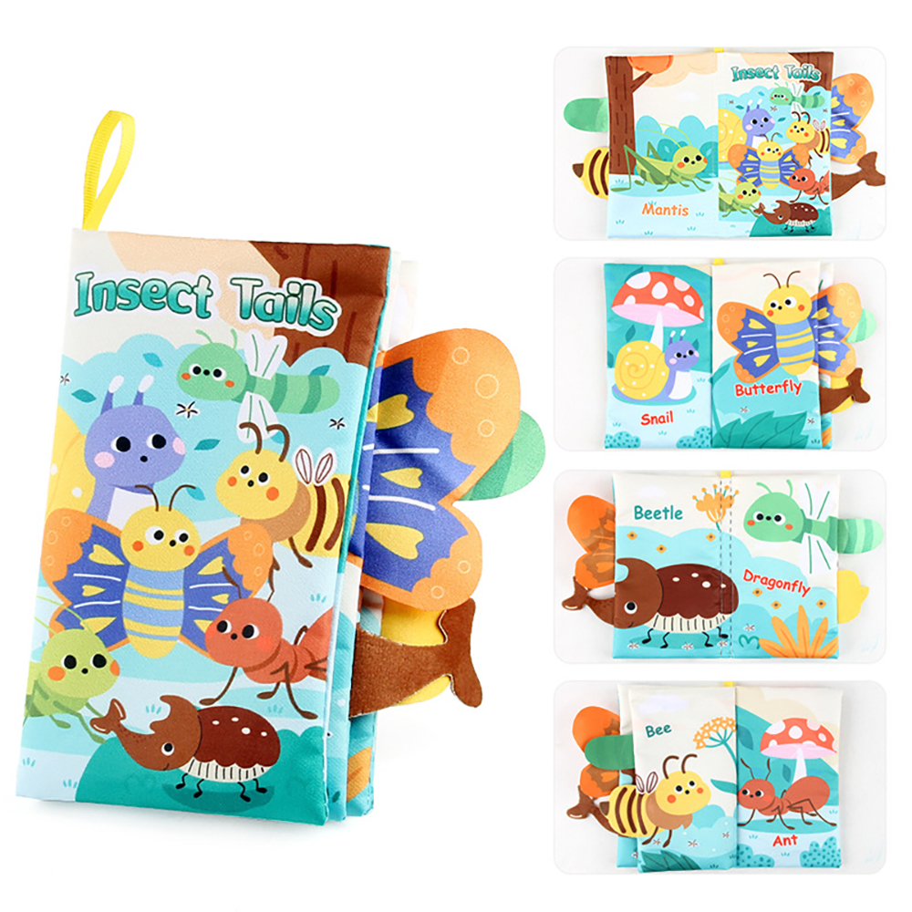 New Baby Toys Cartoon Animals Tail Baby Cloth Book Educational Ringed Paper Cloth Book Toys Enlightenment Baby Toys 0-12 Months