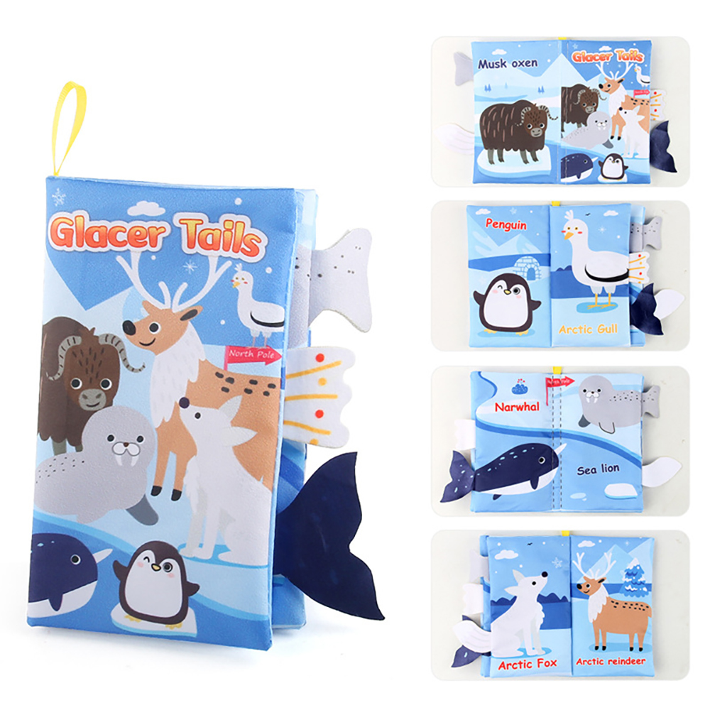 (bird 1194) New Baby Toys Cartoon Animals Tail Baby Cloth Book Educational Ringed Paper Cloth Book Toys Enlightenment Baby Toys 0-12 Months